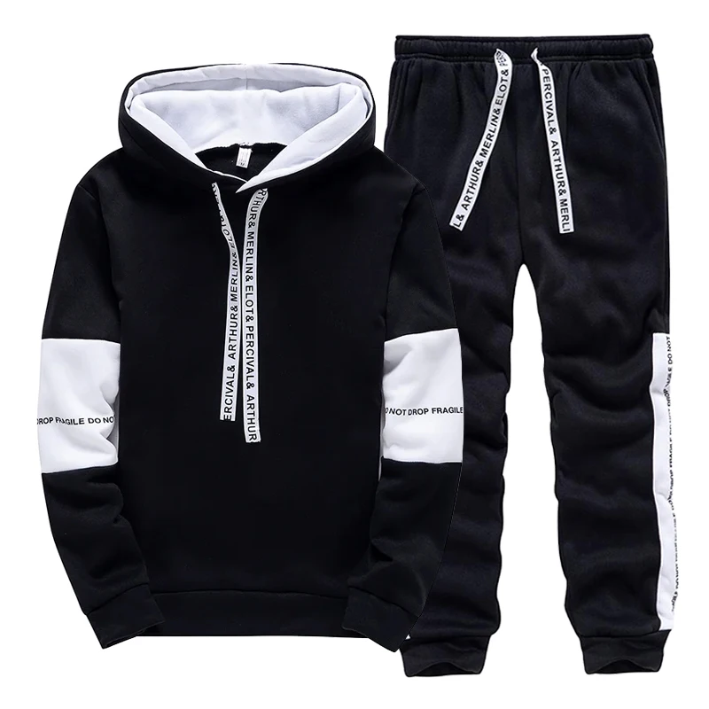 Winter Clothing - 블랙 화이트 남성 운동복 패션 캐주얼