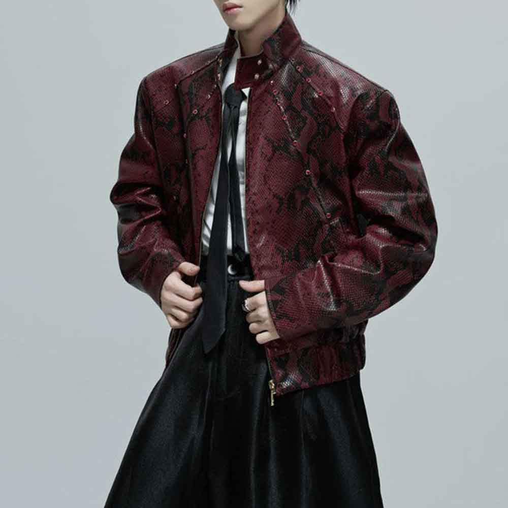 Winter Clothing Jewel - 남성 가을 재킷 파이톤 텍스처 보석