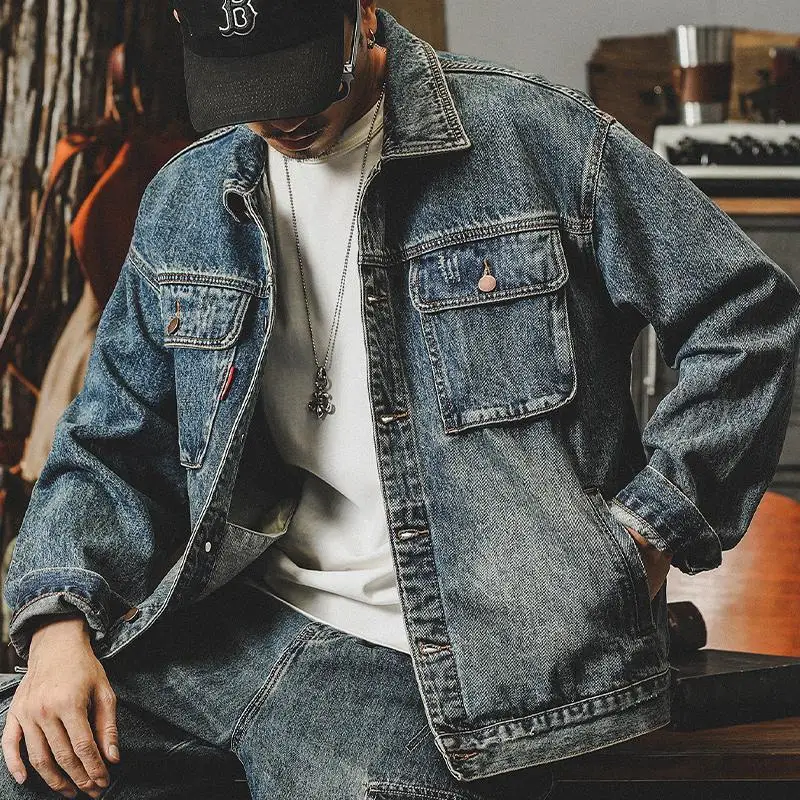 Quality Winter Clothing - 남성용 루즈 데님 재킷, 카고 카우보이
