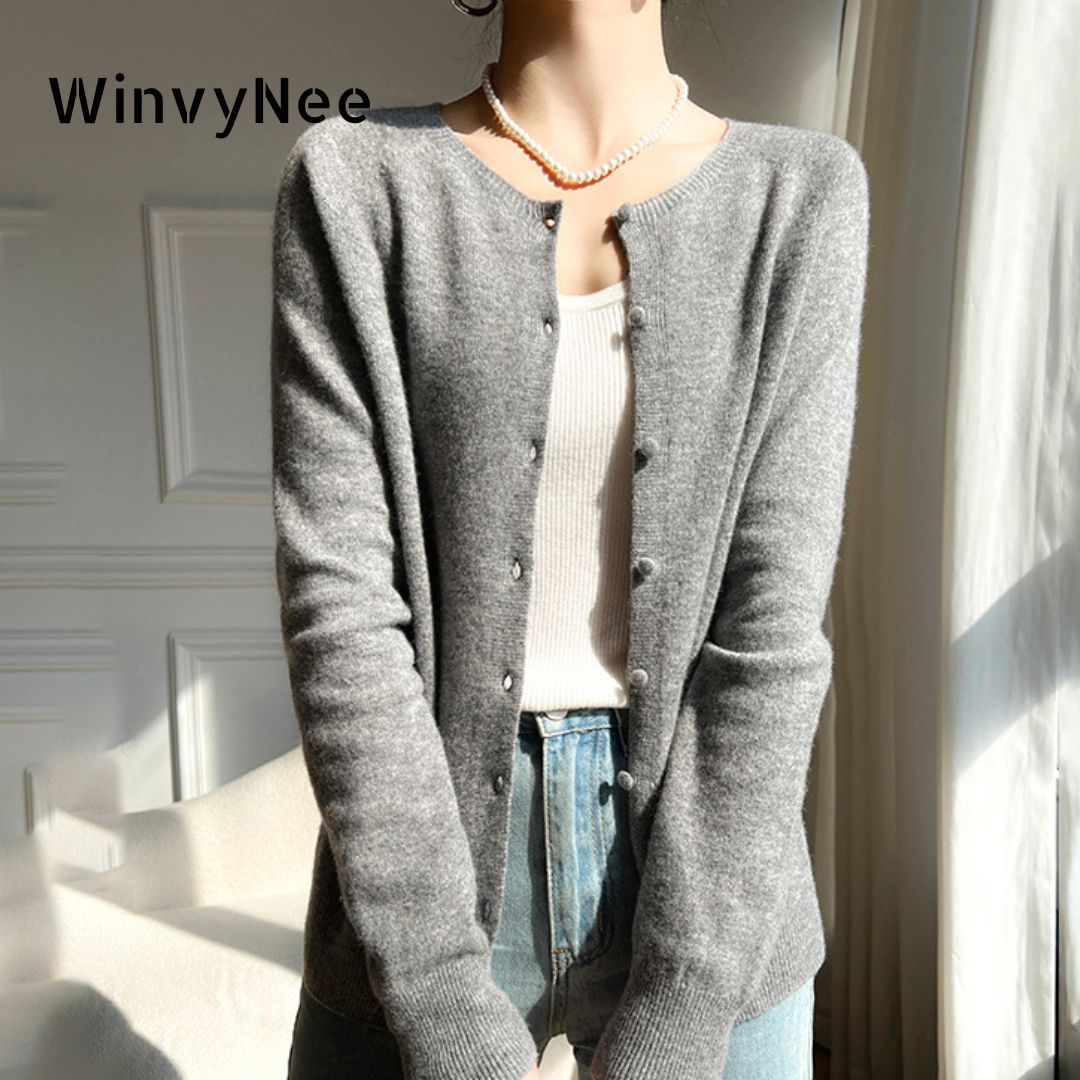 Wool Blend Coat - WinvyNee 2024 여성용 울 가디건 니트