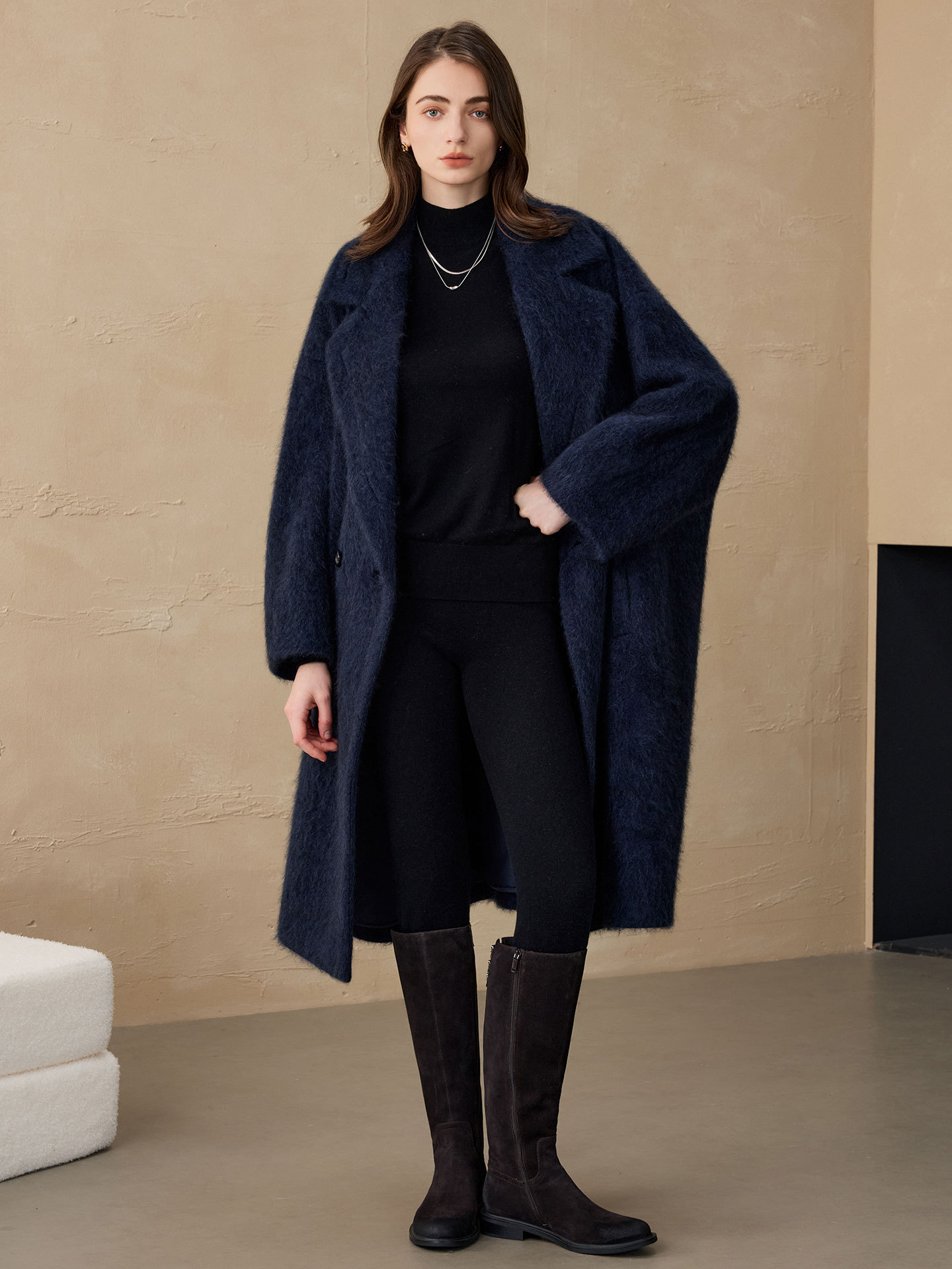 Wool Blend Coat - Allingentle 여성용 블레이저 울 패션 롱