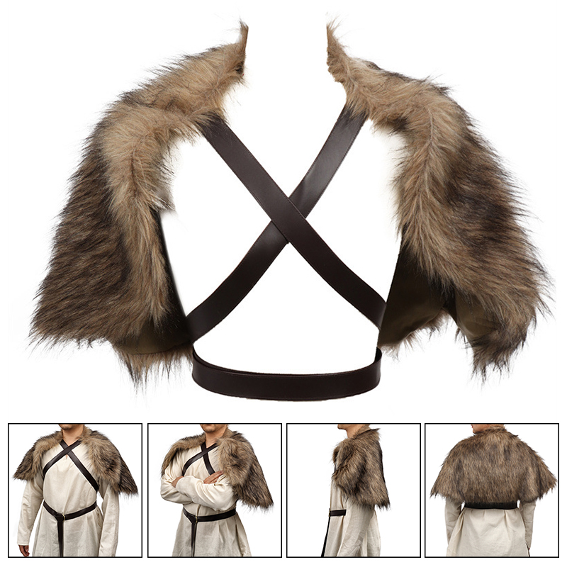 Winter Clothing Accessories - 바이킹 망토 인조 모피 칼라 케이프