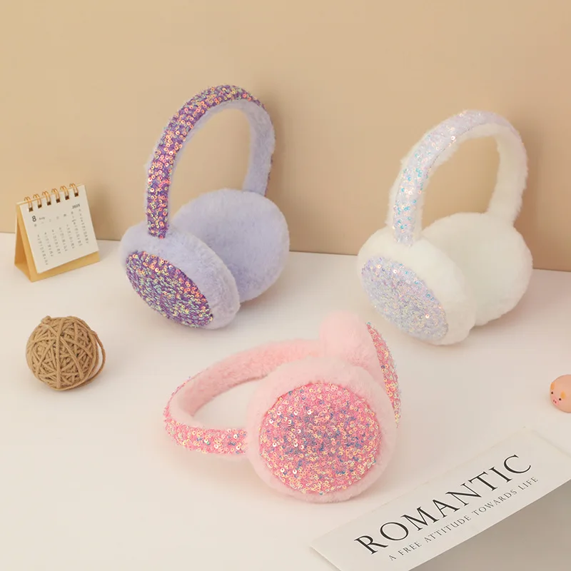 Ear Muff Foldable - 여성용 귀마개 한국어 반짝이 도파민 카와이