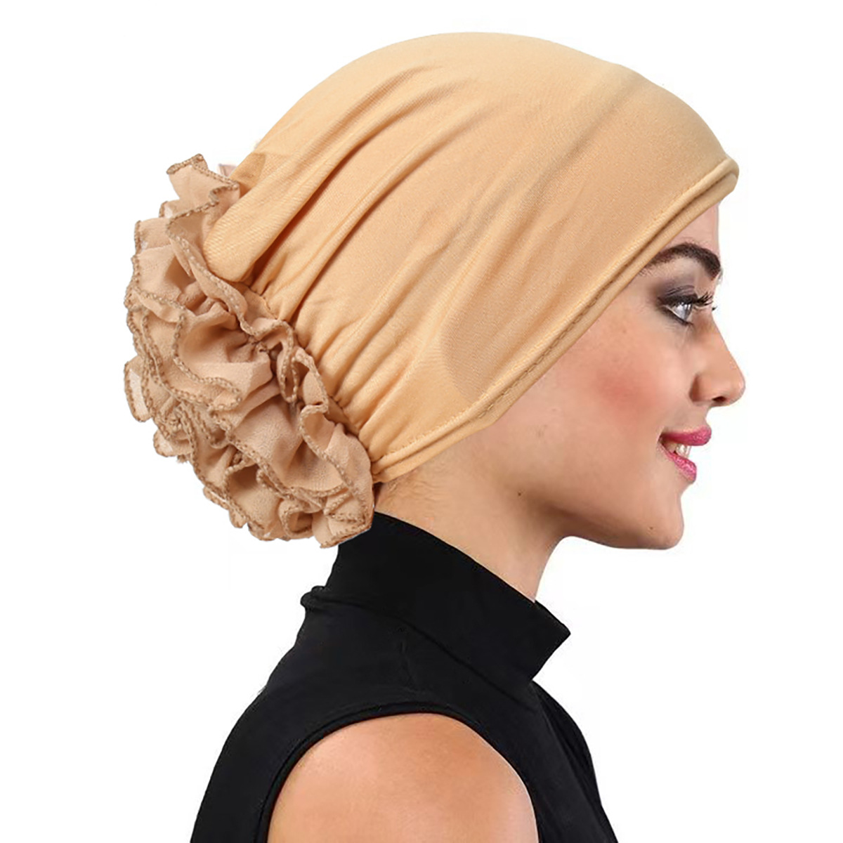 Winter Clothing Accessories - 단색 꽃 장식 여성 무슬림 히잡
