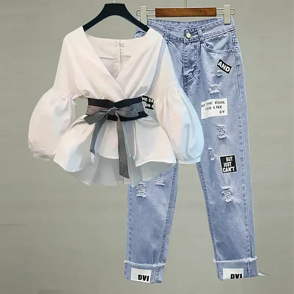 Winter Clothing Sale - 여성 우아한 v 넥 스트라이프 랜턴