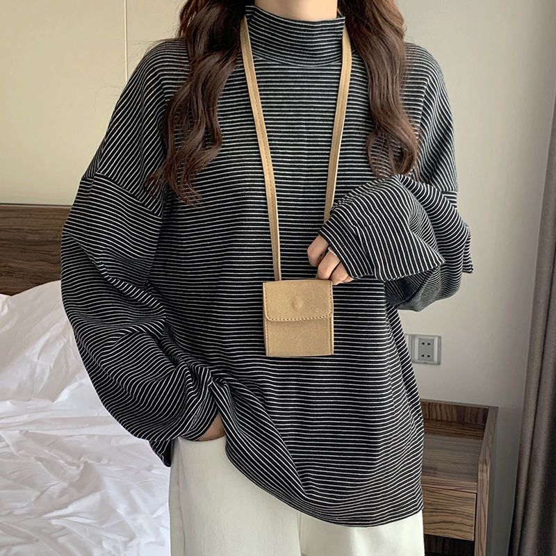 Winter Clothing Affordable - 하프 하이 칼라 패션 보터밍 티셔츠,