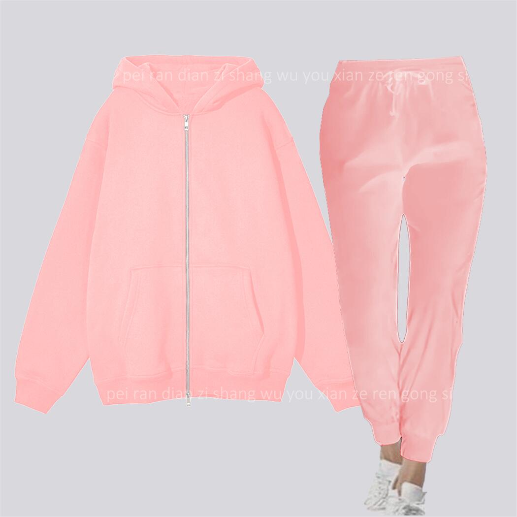 Quality Winter Clothing - 빈 지퍼 카디건 여성용 후드와 스웻팬츠