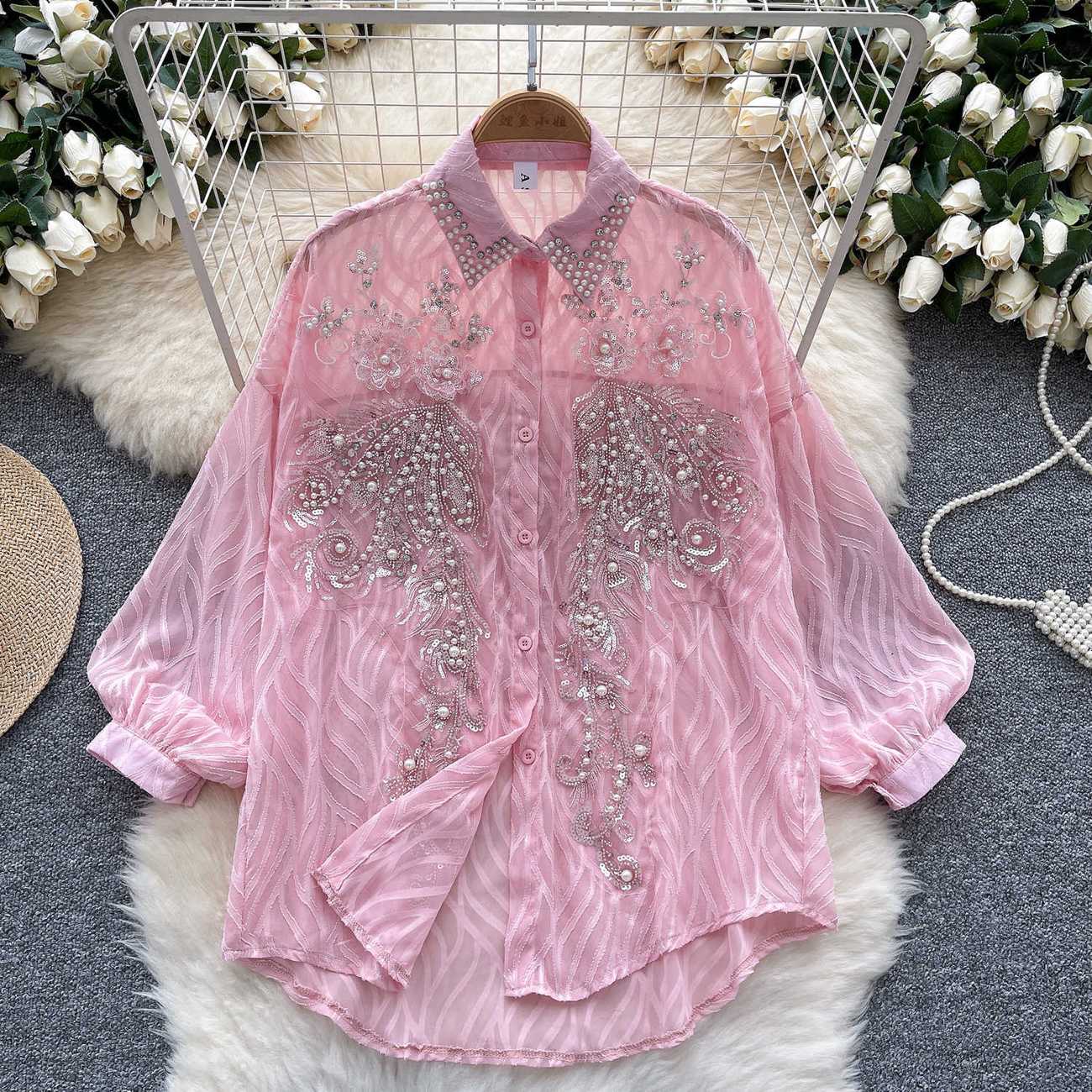 Quality Winter Clothing - 여성용 샤이니 버튼 셔츠, 긴팔 상의,