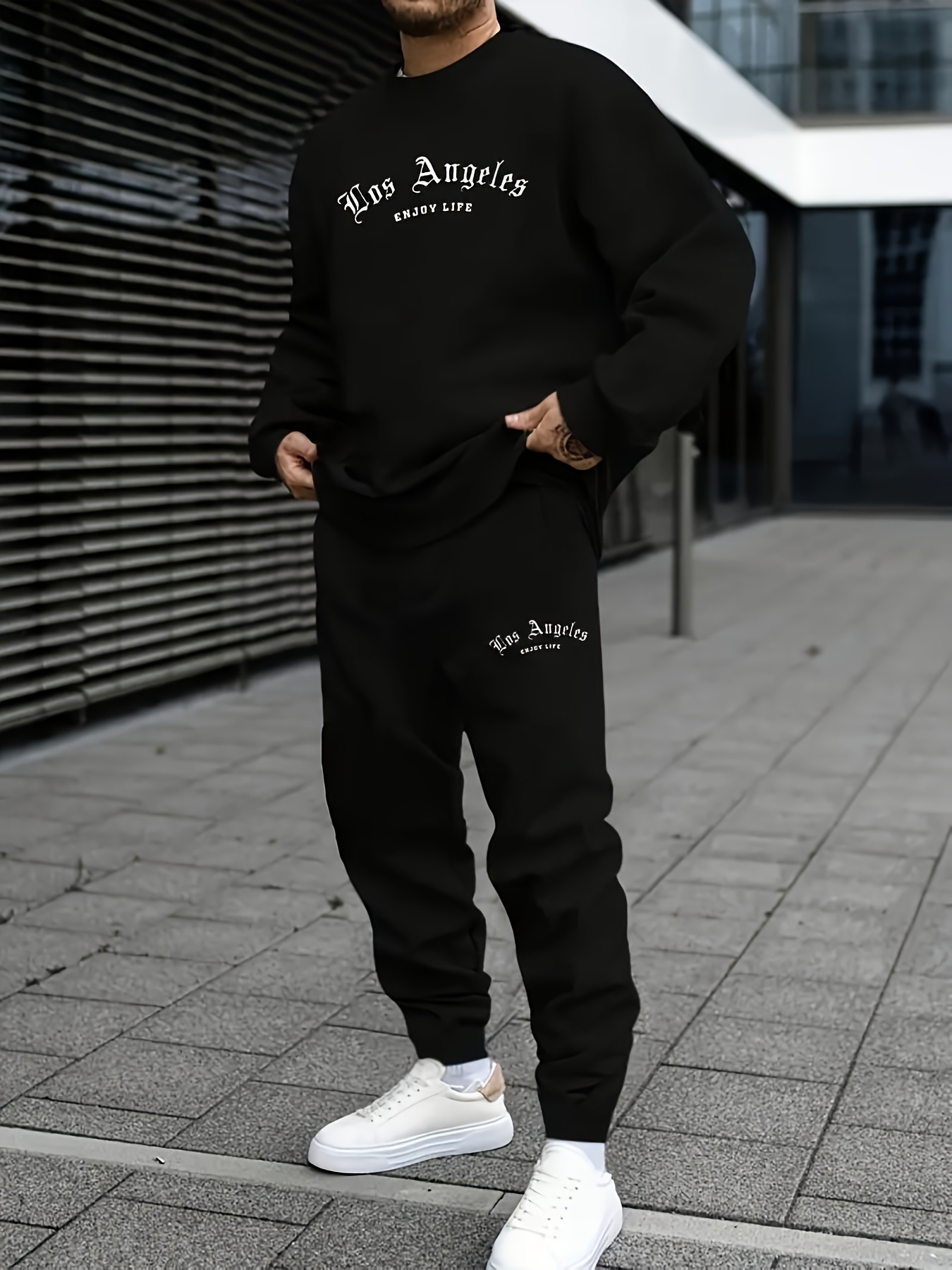 Winter Clothing Affordable - 남성 스포츠 세트: 편안한 긴팔 라운드넥