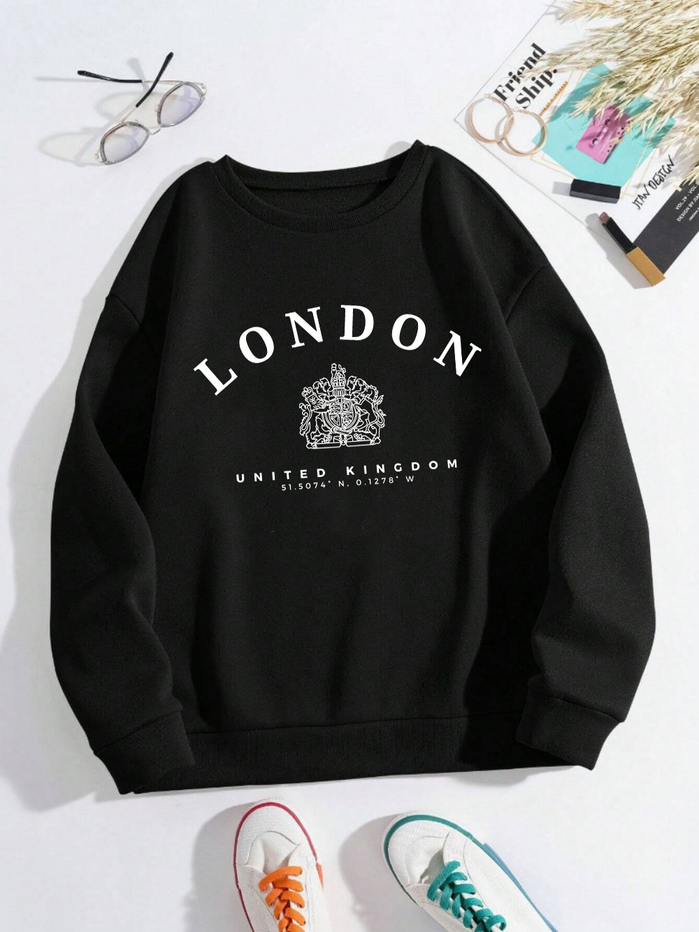 Winter Clothing London - 런던 영국 로얄 배지 프린트 여성