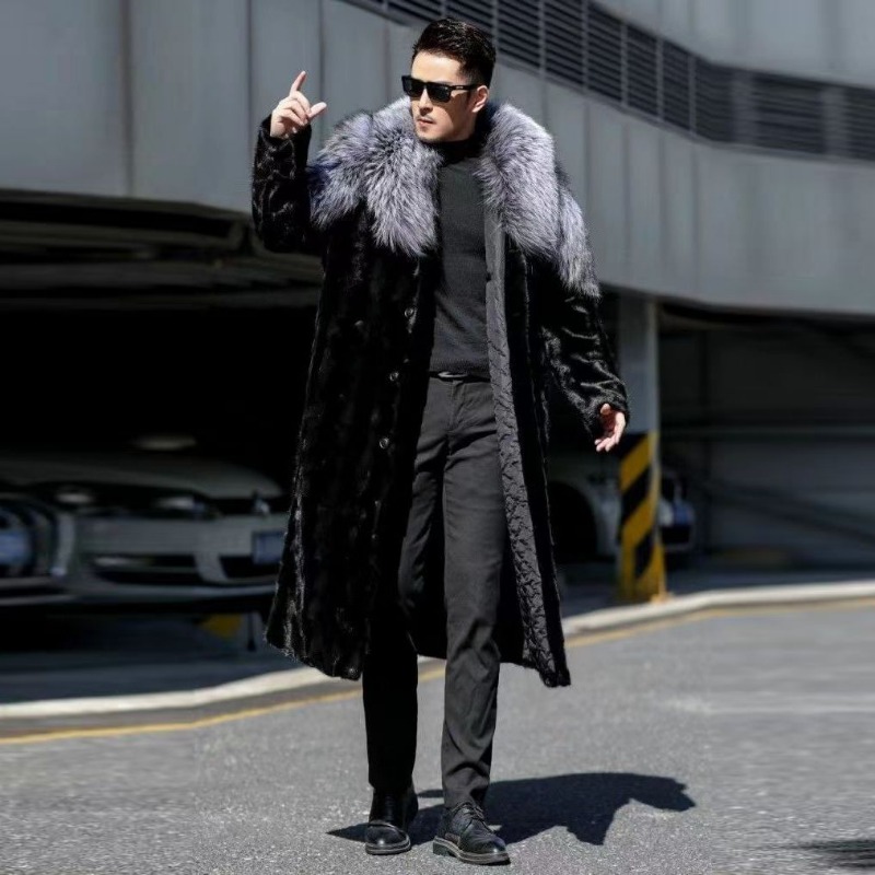 남성용 인조 밍크 코트, 긴 모피 코트, 블랙 컬러,  - Winter Clothing Brands 리뷰 및 가격