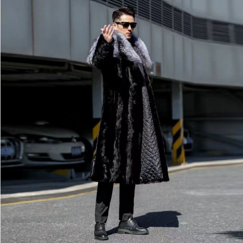 남성용 인조 밍크 코트, 긴 모피 코트, 블랙 컬러,  - Winter Clothing Brands 리뷰 및 가격