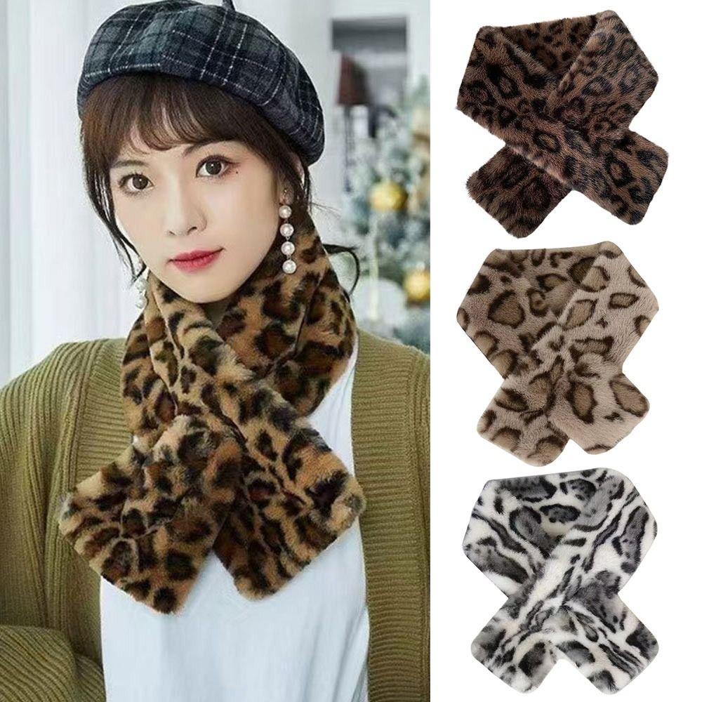 패션 모조 퍼 칼라 귀여운 두꺼운 따뜻한 레오파드 프린 - Winter Clothing Accessories 리뷰 및 가격