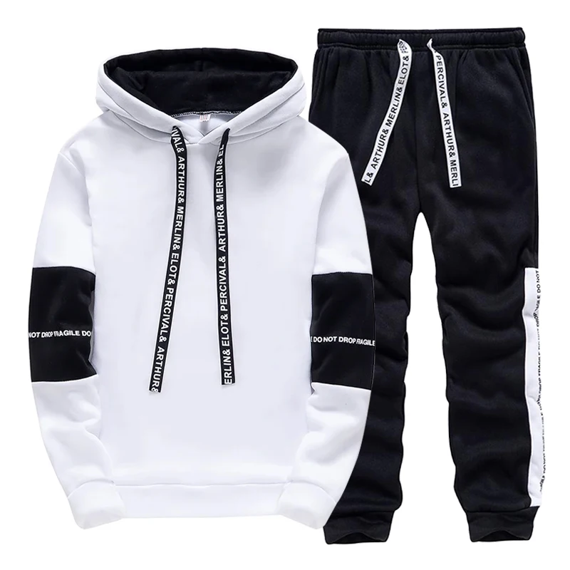 블랙 화이트 남성 운동복 패션 캐주얼 후드 티셔츠 야외 - Winter Clothing 리뷰 및 가격