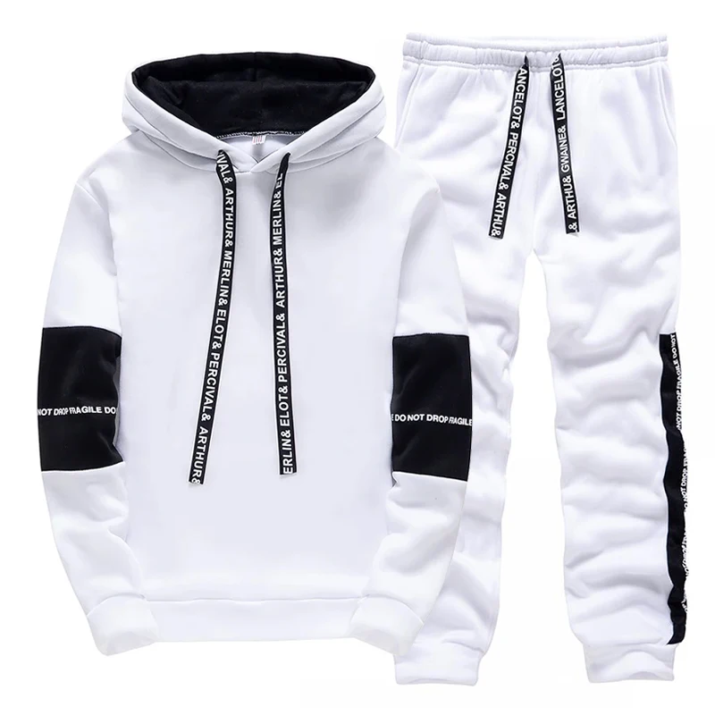 블랙 화이트 남성 운동복 패션 캐주얼 후드 티셔츠 야외 - Winter Clothing 리뷰 및 가격