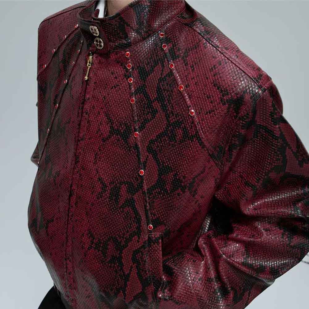 남성 가을 재킷 파이톤 텍스처 보석 장식 재킷 스트리트 - Winter Clothing Jewel 리뷰 및 가격