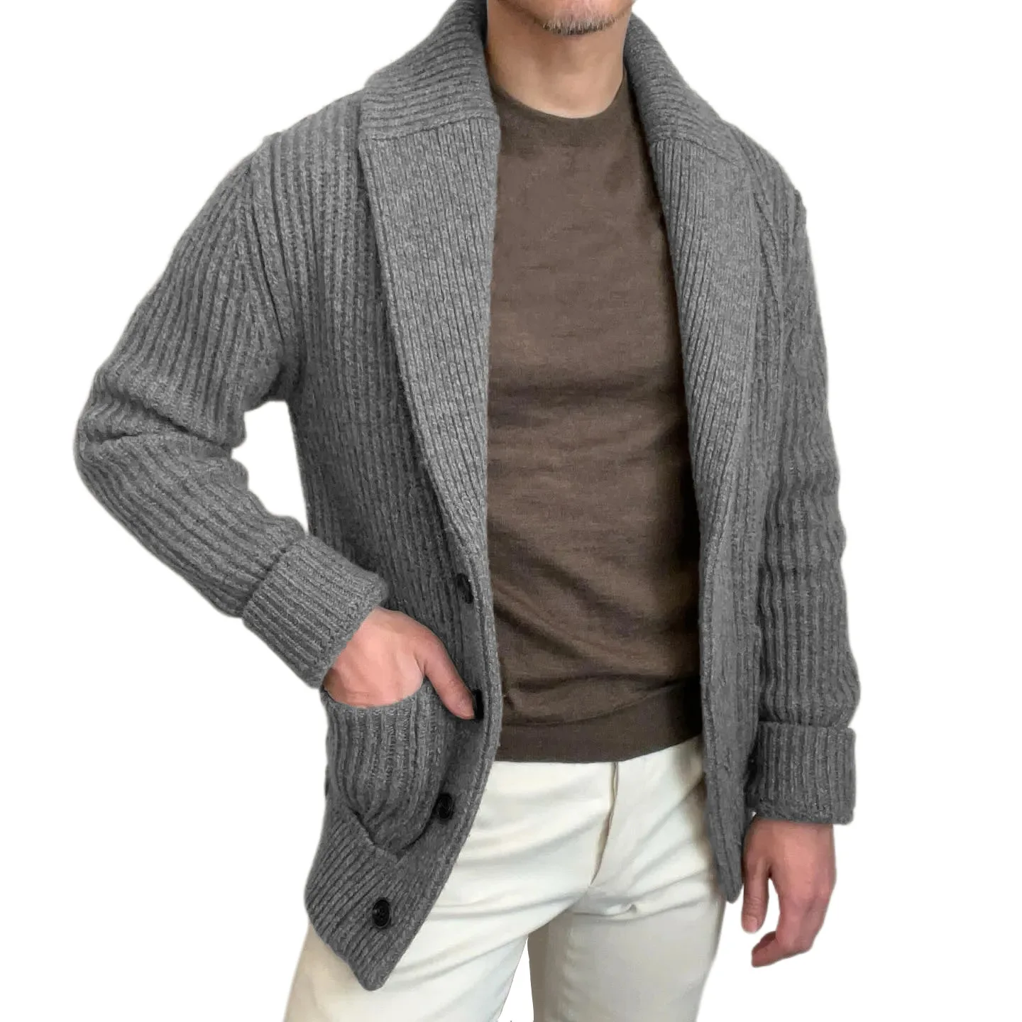 남성용 스웨터 카디건 라펠 긴 소매 레트로 버튼 클로저 - Wool Blend Coat 리뷰 및 가격