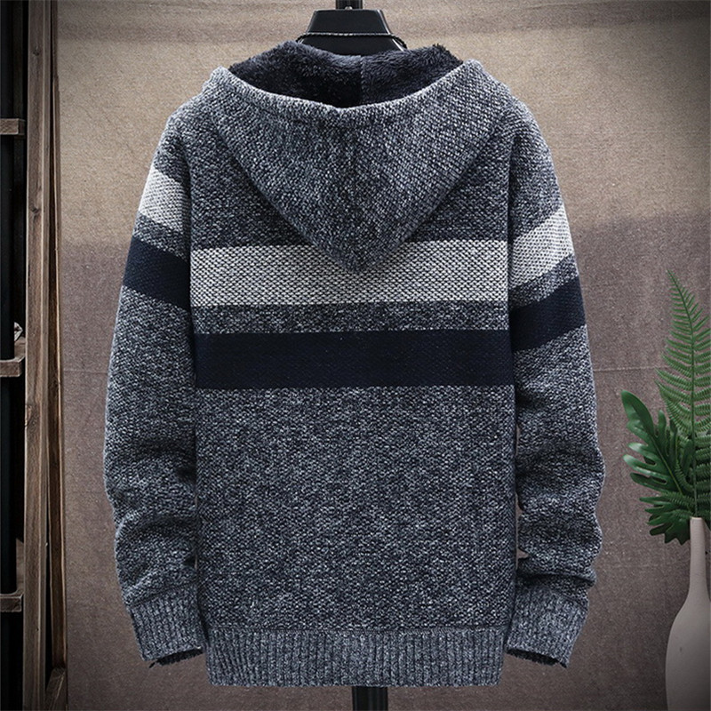 남성용 스트라이프 스웨터 코트 두꺼운 양털 따뜻한 지퍼 - Wool Blend Coat 리뷰 및 가격