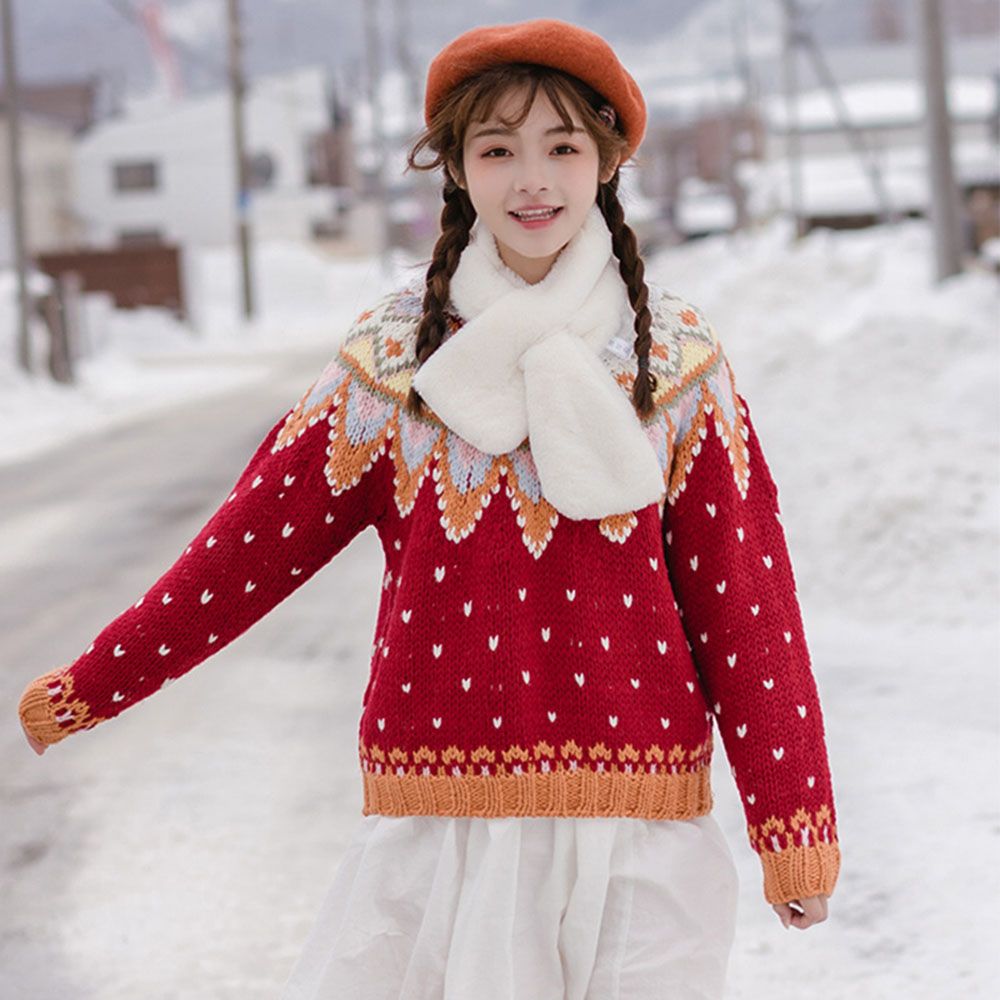 솔리드 컬러 가짜 토끼 모피 플러시 우아한 목도리 스카 - Winter Clothing Accessories 리뷰 및 가격