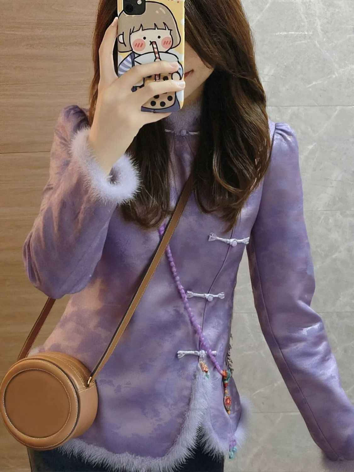 2026 겨울 신상 중국풍 보라색 스탠드 칼라 탑 여성 - Winter Clothing Looks 리뷰 및 가격