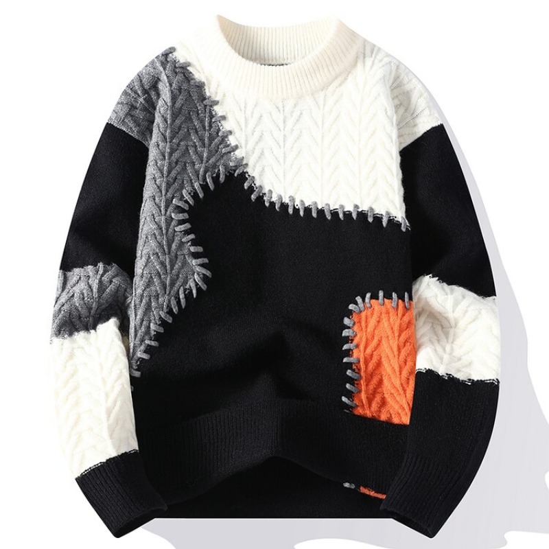 남성용 O넥 풀오버, 겨울 니트 스웨터, 스플라이싱 캐 - Quality Winter Clothing 리뷰 및 가격