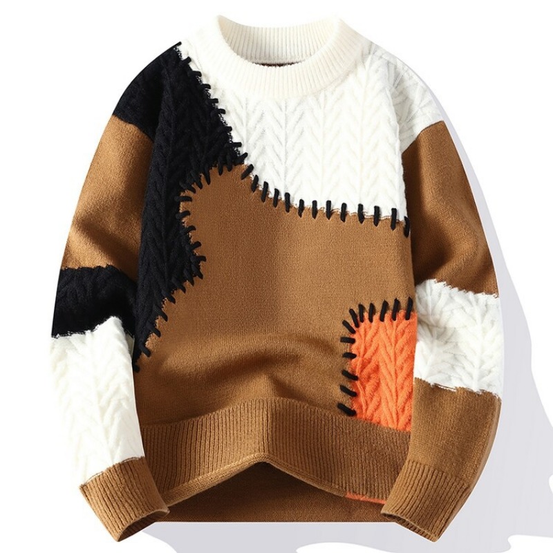 남성용 O넥 풀오버, 겨울 니트 스웨터, 스플라이싱 캐 - Quality Winter Clothing 리뷰 및 가격