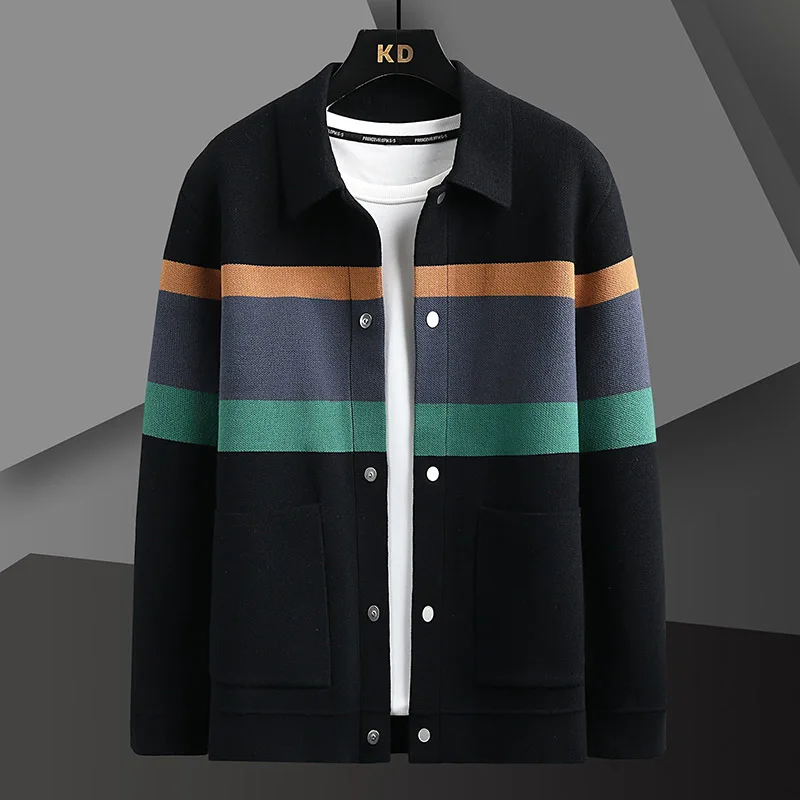 2024 가을 겨울 새로운 패션 니트 카디건 코트 남자 - Wool Blend Coat 리뷰 및 가격