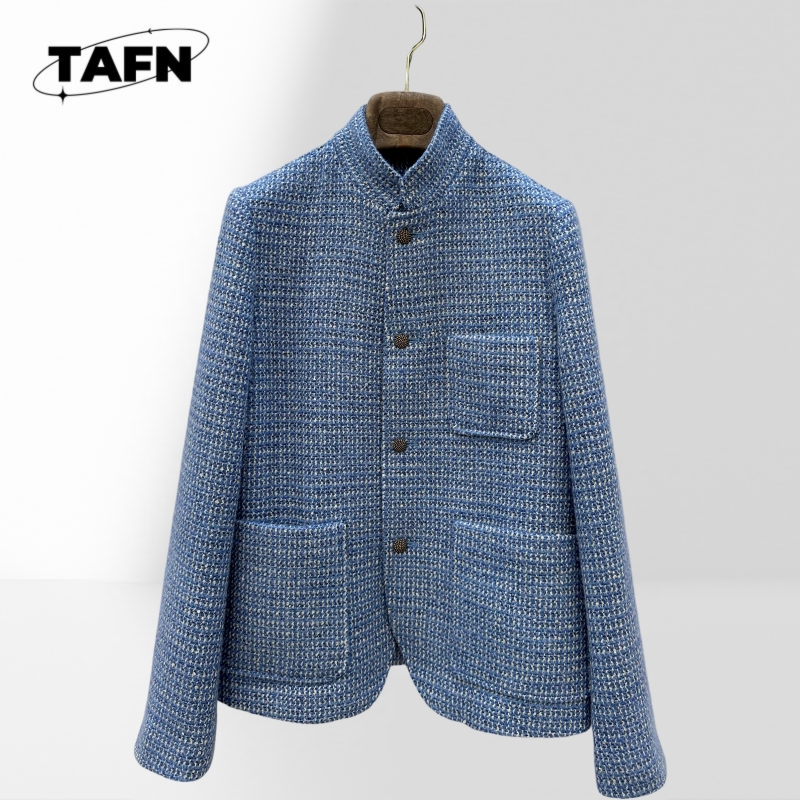 럭셔리 울 블렌드 트위드 자켓 여성 스탠드 칼라 버튼  - Wool Blend Coat 리뷰 및 가격