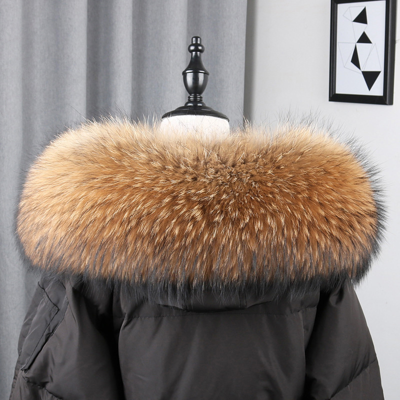 100% 진짜 모피 칼라 코트, 따뜻한 천연 너구리 모 - Winter Clothing Accessories 리뷰 및 가격