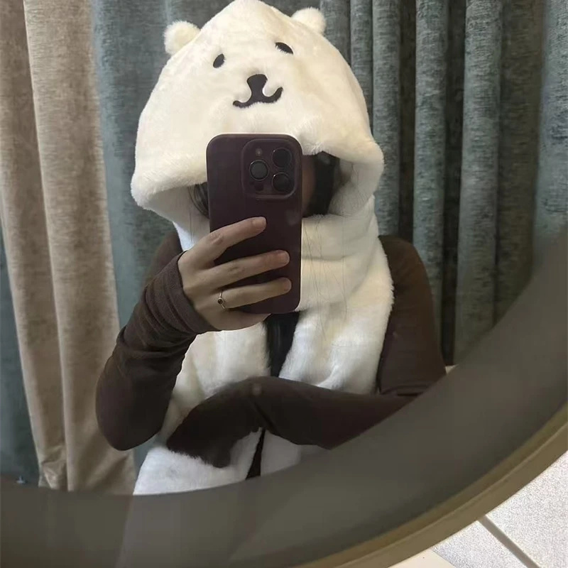3 in 1 플러시 두꺼운 후드 모자 귀여운 만화 곰  - Winter Clothing Accessories 리뷰 및 가격