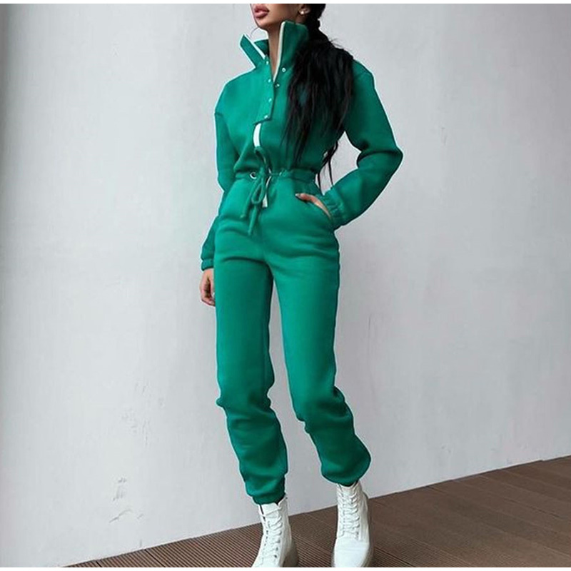 여성용 캐주얼 스탠드 칼라 점프수트, 지퍼 원피스, 긴 - Winter Clothing Sale 리뷰 및 가격