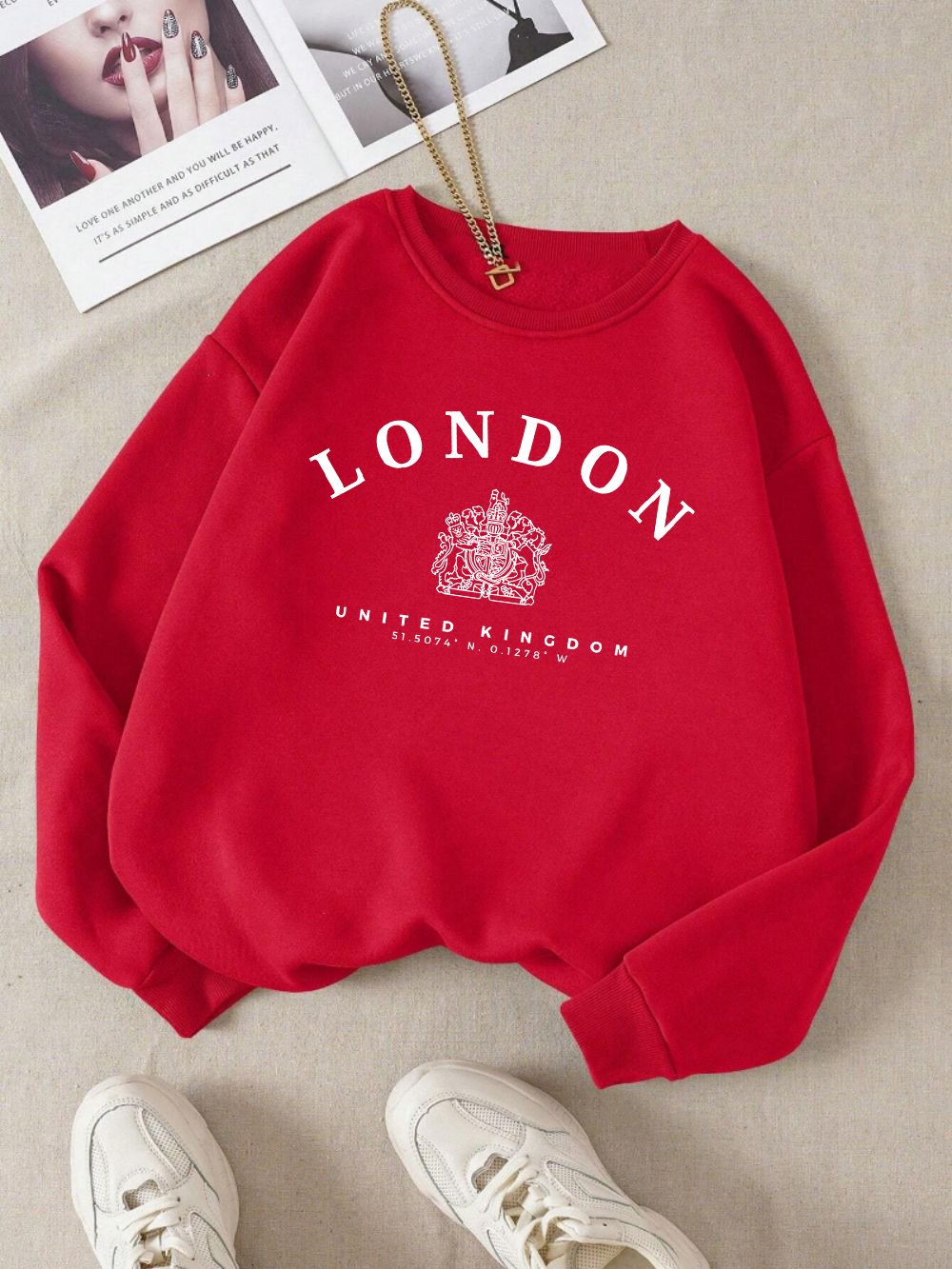런던 영국 로얄 배지 프린트 여성 풀오버 소프트 힙합  - Winter Clothing London 리뷰 및 가격