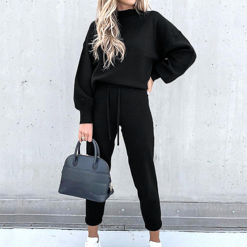 여성 하이넥 스웨터 퓨어 컬러 팬츠 투피스 세트 캐주얼 - Winter Clothing Sale 리뷰 및 가격